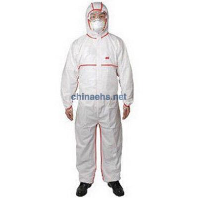 3M4565 白色带帽红色胶条连体防护服