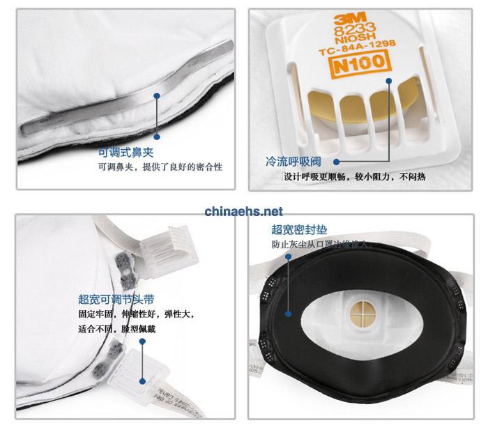 3M 8233 N100高效能颗粒物防护口罩